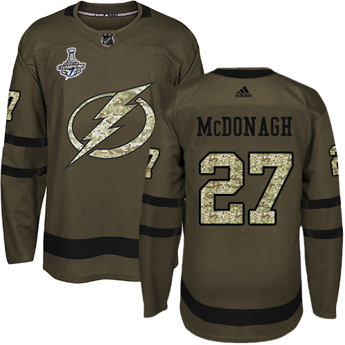 Adidas Tampa Bay Lightning #27 Ryan McDonagh Green Salute to Service Youth 2020 Stanley Cup Champions Stitched NHL Jersey->youth nhl jersey->Youth Jersey
